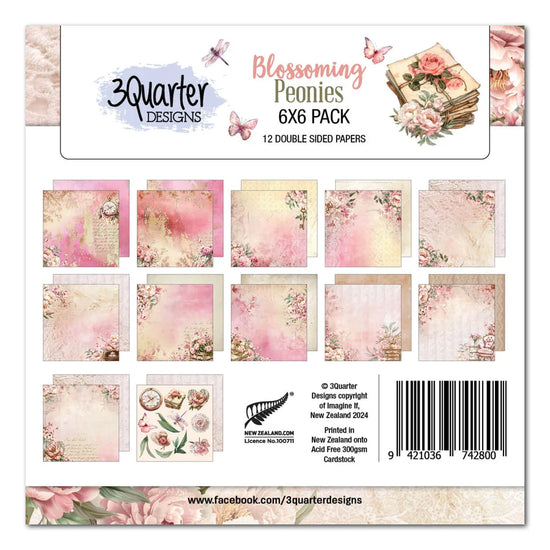 3Quarter Designs Blossoming Peonies 6x6 Paper Pack