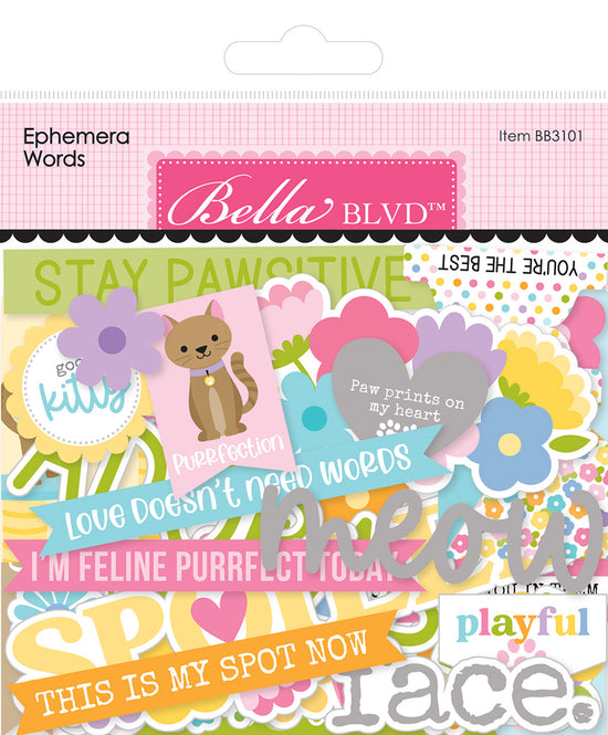 Bella Blvd Cardstock Ephemera Words, Meow