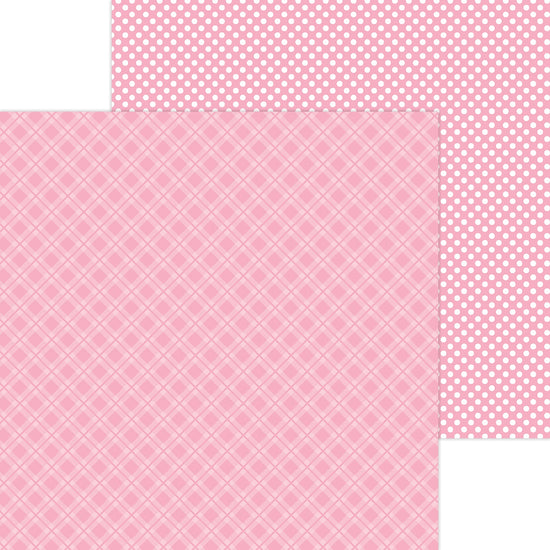 Doodlebug Petite Prints Plaid/Polka Dot Cardstock 12"X12"-Cupcake