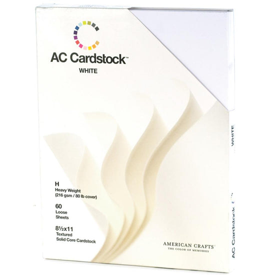 American Crafts Textured Cardstock Pack 8.5"X11" 60/Pkg White