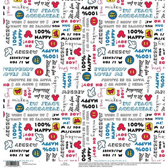 Ek Disney Single-Sided Cardstock 12"X12" Mickey Phrases