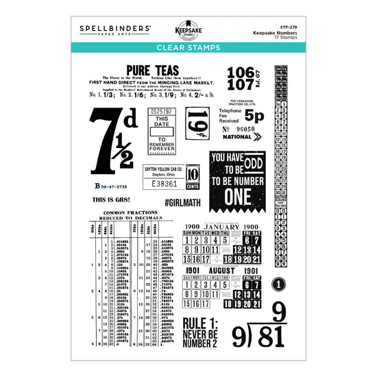 Spellbinders Keepsake Numbers Clear Stamp Set by Esther Glas