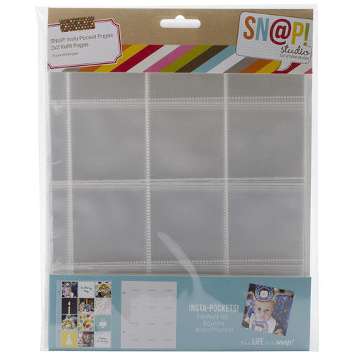 Simple Stories Sn@p! Insta Pocket Pages For 6"X8" Binders (12) 2"X2" Pockets, 10/Pkg