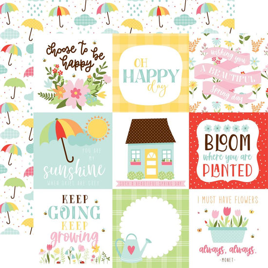 Welcome Spring Double-Sided Cardstock 12"X12" 4”x4” Journaling Cards