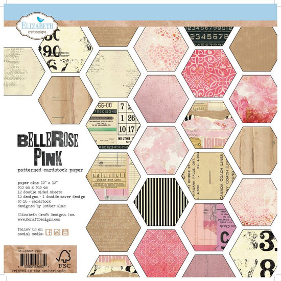 Elizabeth Crafts Double-Sided Cardstock Pack 12"X12" 12/Pkg Bellerose Pink