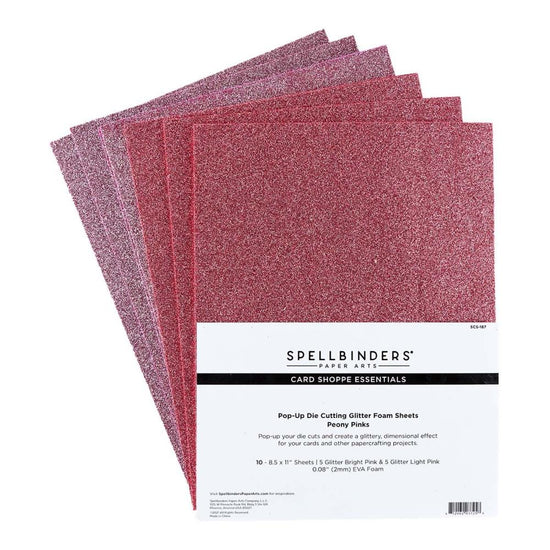 Spellbinders Glitter Foam Sheets 8.5"X11" 10/Pkg Peony Pinks -Bright Pink & Light Pink