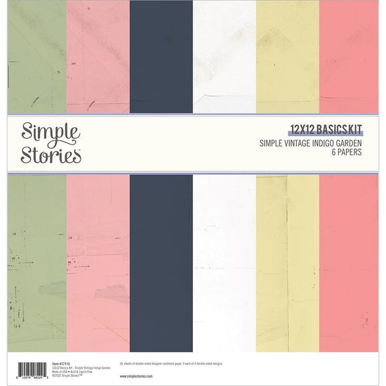 Simple Stories Basics Double-Sided Paper Pack 12"X12" 6/Pkg Simple Vintage Indigo Garden