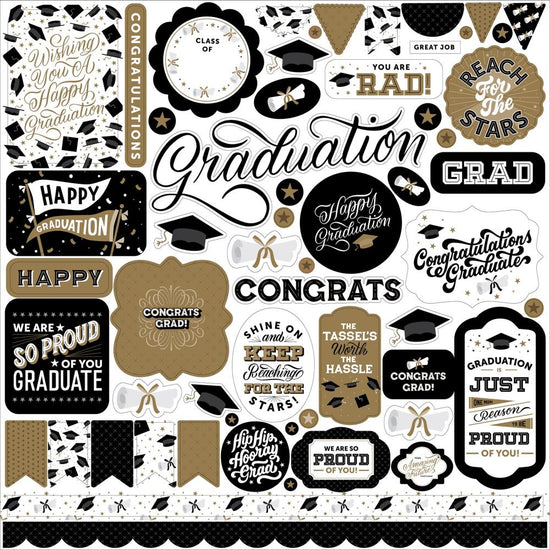 Graduation Cardstock Stickers 12"X12" Elements