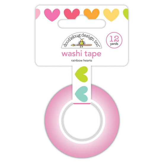 Doodlebug Washi Tape 15mmX12yd Rainbow Hearts