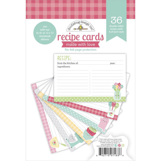 Doodlebug Double-Sided Paper Pad 36/Pkg Made with Love Recipe Cards