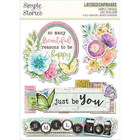 Simple Vintage Life In Bloom Layered Stickers 4/Pkg