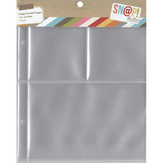 Simple Stories Sn@p! Pocket Pages For 6"X8" Binders 10/Pkg (1) 4"X6" & (2) 3"X4" Pockets