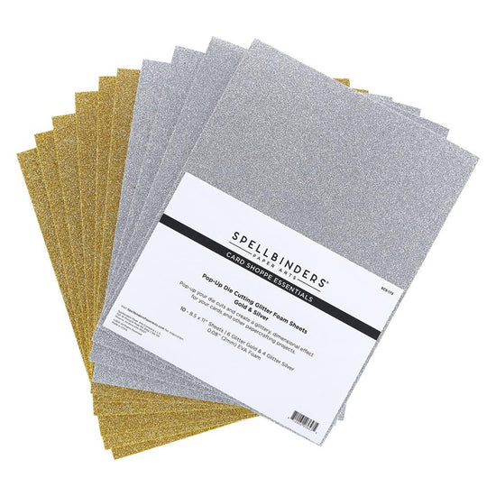 Spellbinders Glitter Foam Sheets 8.5"X11" 10/Pkg Gold and Silver