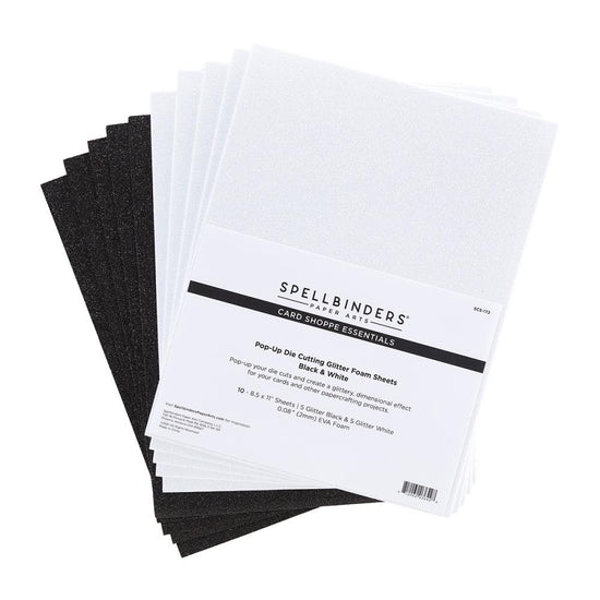 Spellbinders Glitter Foam Sheets 8.5"X11" 10/Pkg Black & White