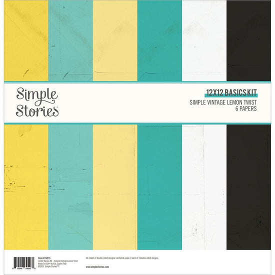 Simple Stories Basics Double-Sided Paper Pack 12"X12" 6/Pkg Simple Vintage Lemon Twist