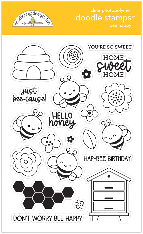 Bee Happy Doodle Stamps