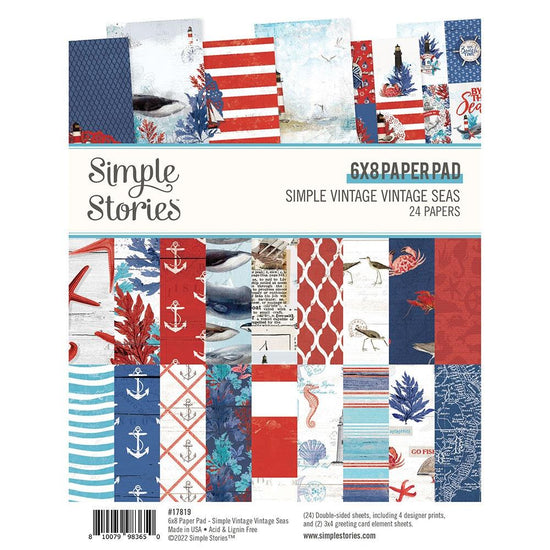Simple Stories Double-Sided Paper Pad 6"X8" 24/Pkg Simple Vintage Vintage Seas