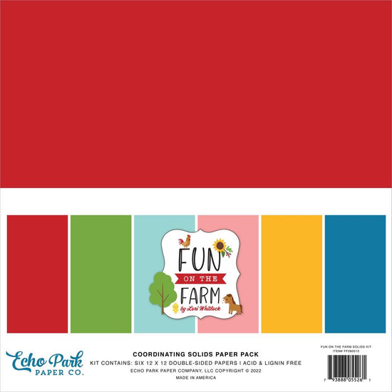 Echo Park Double-Sided Solid Cardstock 12"X12" 6/Pkg