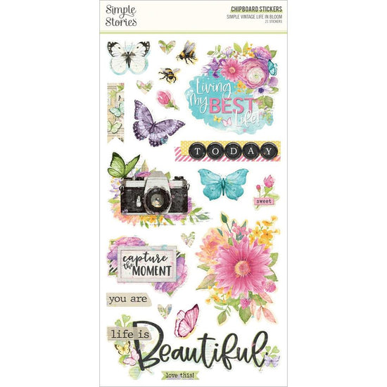 Simple Vintage Life In Bloom Chipboard Stickers 6"X12"