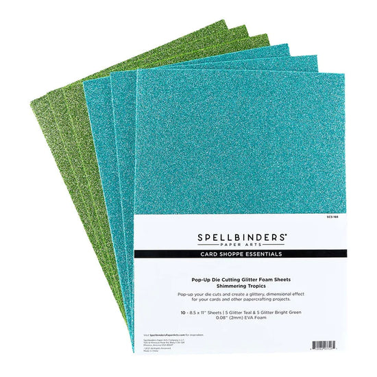 Spellbinders POP-UP DIE CUTTING GLITTER FOAM SHEETS- SHIMMERING TROPICS