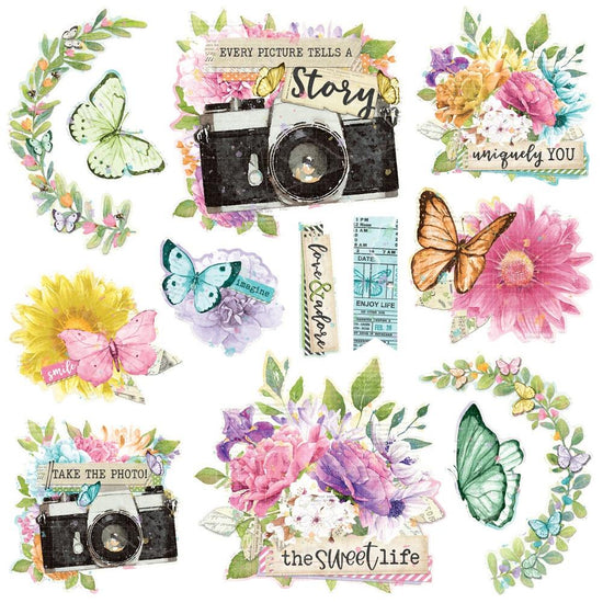 Simple Vintage Life In Bloom Chipboard Clusters