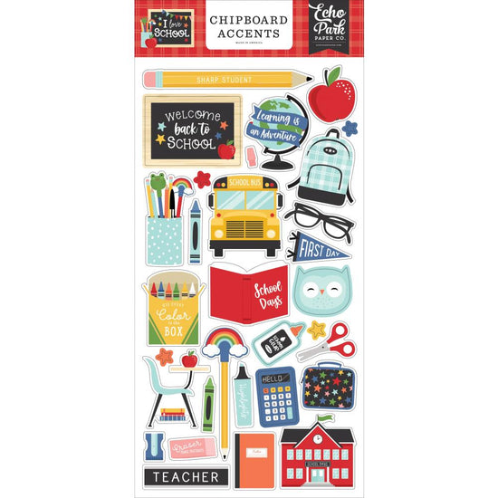 I Love School Chipboard 6"X13" Accents