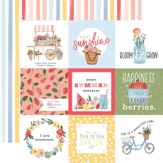 Summer Double-Sided Cardstock 12"X12" 4”x4” Journaling Cards