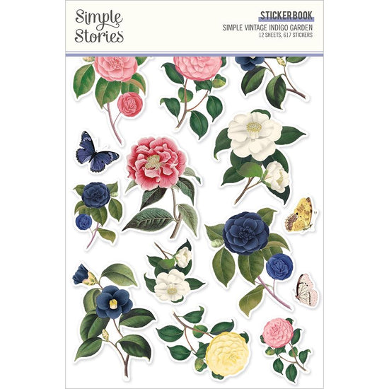 Simple Stories Sticker Book 12/Sheets Simple Vintage Indigo Garden, 617/Pkg