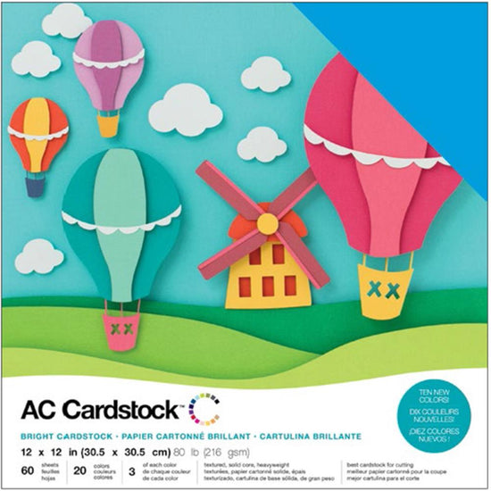 American Crafts Variety Cardstock Pack 12"X12" 60/Pkg Bright