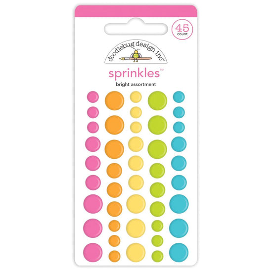 Doodlebug Sprinkles Adhesive Enamel Shapes Bright Assortment