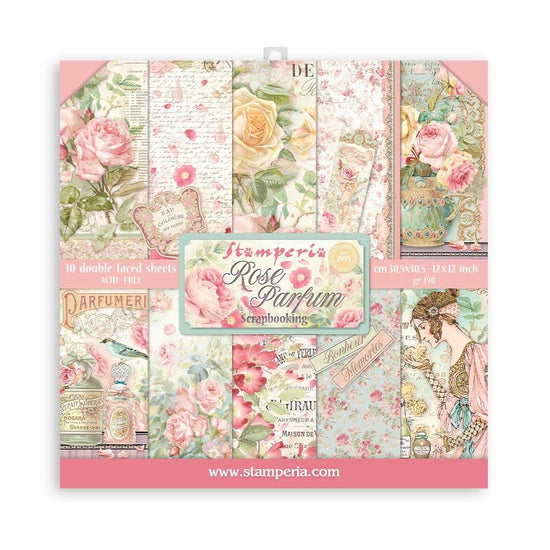 Stamperia Double-Sided Paper Pad 12"X12" 10/Pkg Rose Parfum, 10 Designs/1 Each