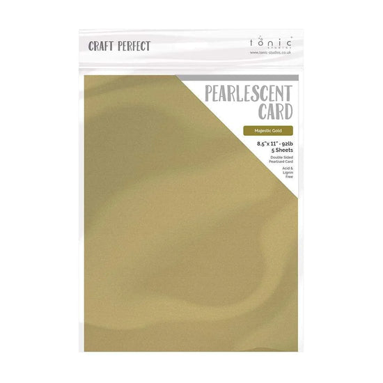 Craft Perfect Pearlescent Cardstock 8.5"X11" 5/Pkg Majestic Gold