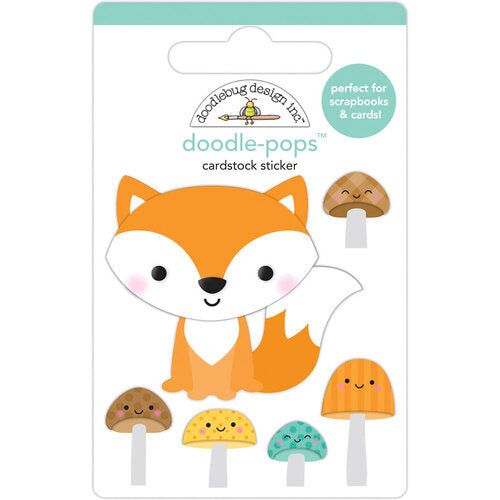 Doodlebug Design Pumpkin Spice Collection Doodle-Pops - 3 Dimensional Cardstock Stickers Fox and Friends