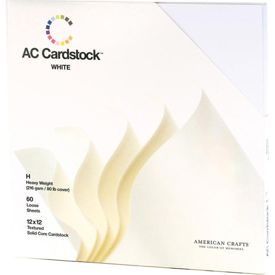 American Crafts Textured Cardstock Pack 12"X12" 60/Pkg White