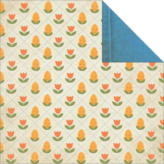 Cock-A-Doodle-Doo! Collection, Baa!, Flower double-sided scrapbook paper (Kaisercraft)