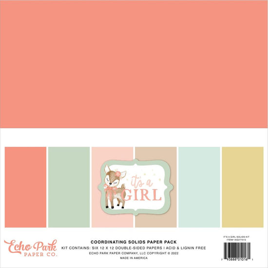 Echo Park Double-Sided Solid Cardstock 12"X12" 6/Pkg It&
