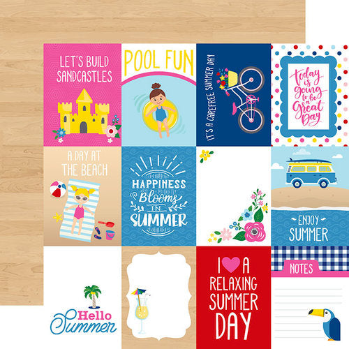 Echo Park - I Love Summer Collection - 12 x 12 Double Sided Paper - 3 x 4 Journaling Cards