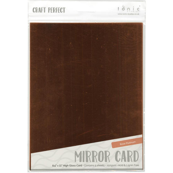 Craft Perfect Mirror Cardstock 92lb 8.5"X11" 5/Pkg Rose Platinum