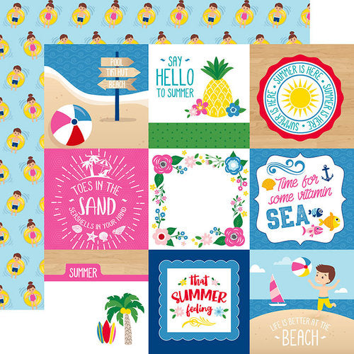 I Love Summer Double-Sided Cardstock 12"X12" 4"X4" Journaling Cards
