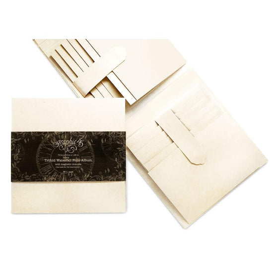Graphic 45 Staples Trifold Waterfall Folio Album Ivory