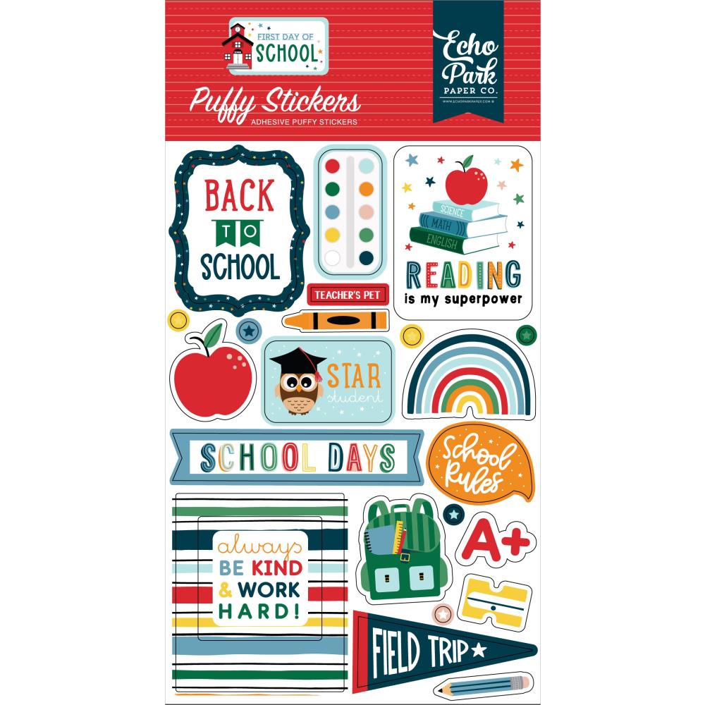Sticker Initial Eyfs First Day Of School Puffy Stickers – Imaginic Scrapbook