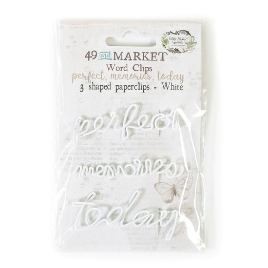 49 And Market Vintage Artistry Essentails Word Clips 3/Pkg Perfect, Memories & Today In White