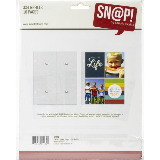 Simple Stories Sn@p! Pocket Pages For 6"X8" Binders 10/Pkg (4) 3"X4" Pockets