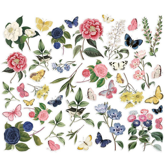 Simple Vintage Indigo Garden Bits & Pieces Die-Cuts 42/Pkg Floral