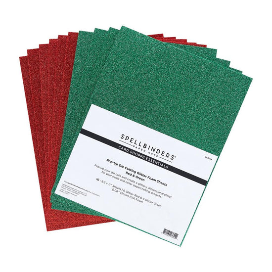 Spellbinders Glitter Foam Sheets 8.5"X11" 10/Pkg Red and Green