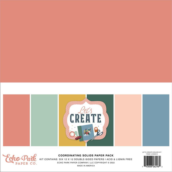Echo Park Double-Sided Solid Cardstock 12"X12" 6/Pkg Let&
