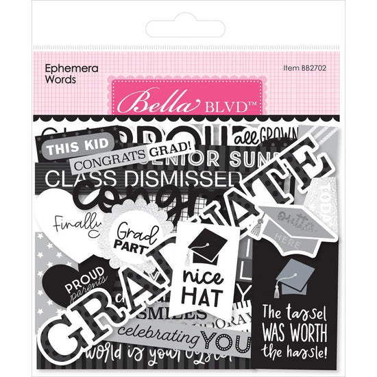 Bella Blvd Cardstock Ephemera Words, Cap & Gown