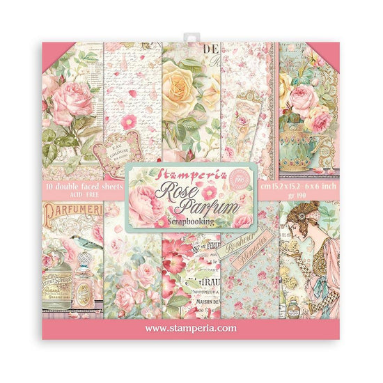 Stamperia Double-Sided Paper Pad 6"X6" 10/Pkg Rose Parfum